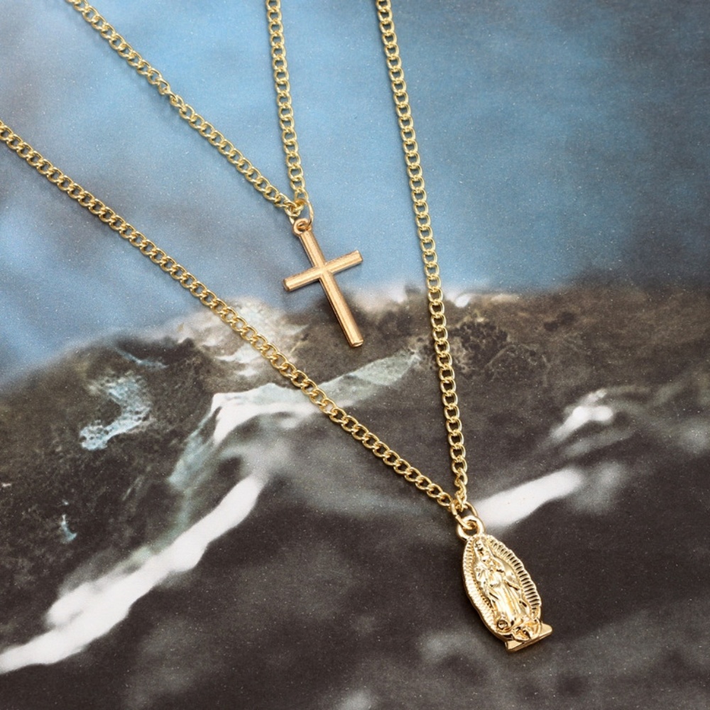 Europe Style//Cross Maria Layering Necklaces - Picture 4 of 8